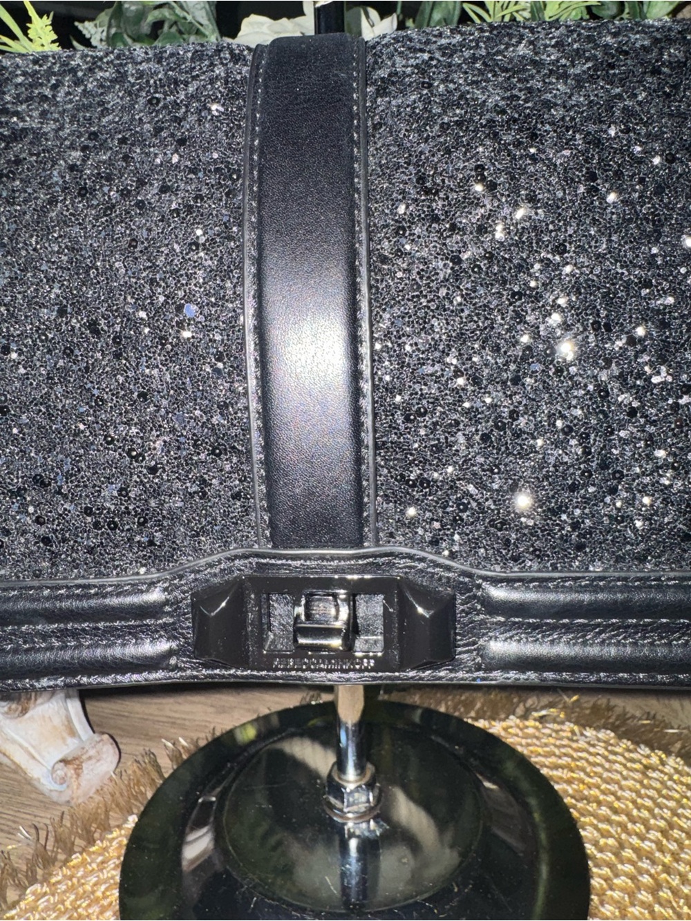 Black Glitter Shoulder Bag Elegant Evening Handbag Excellent Preloved Condition - Picture 2 of 5